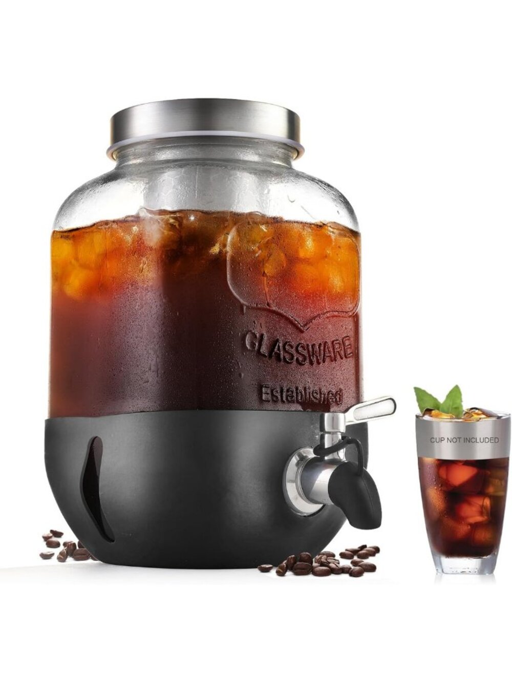 1 Gallon Cold Brew Coffee Maker with Stainless Steel Filter & Spigot - Iced Tea
